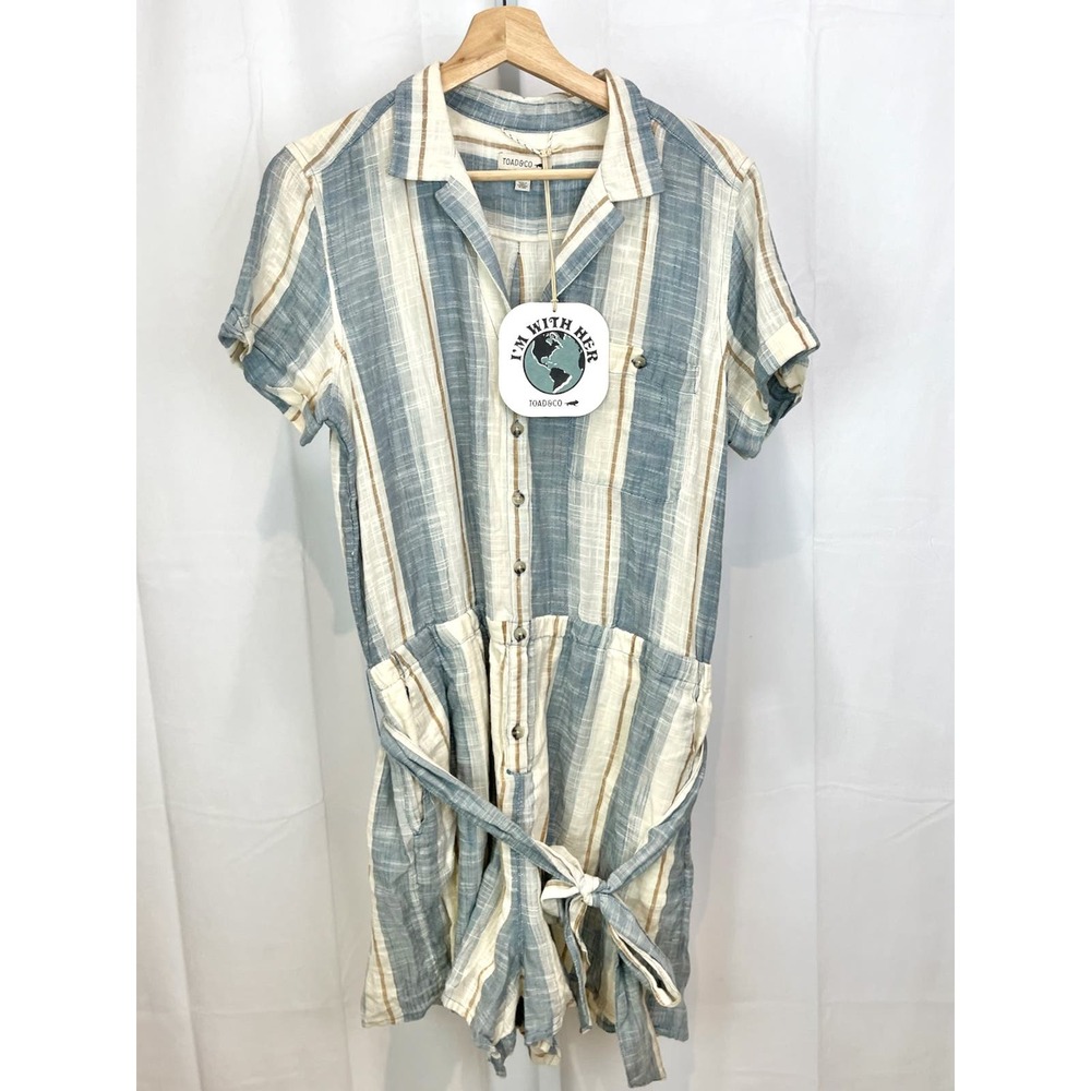 Toad&Co Blue and Cream Striped Jumpsuit